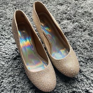 Silver Slippers rhinestone high heels